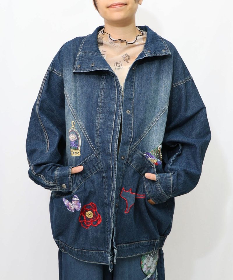 刺繍デニムアップリケ プレミアムブルゾン-13