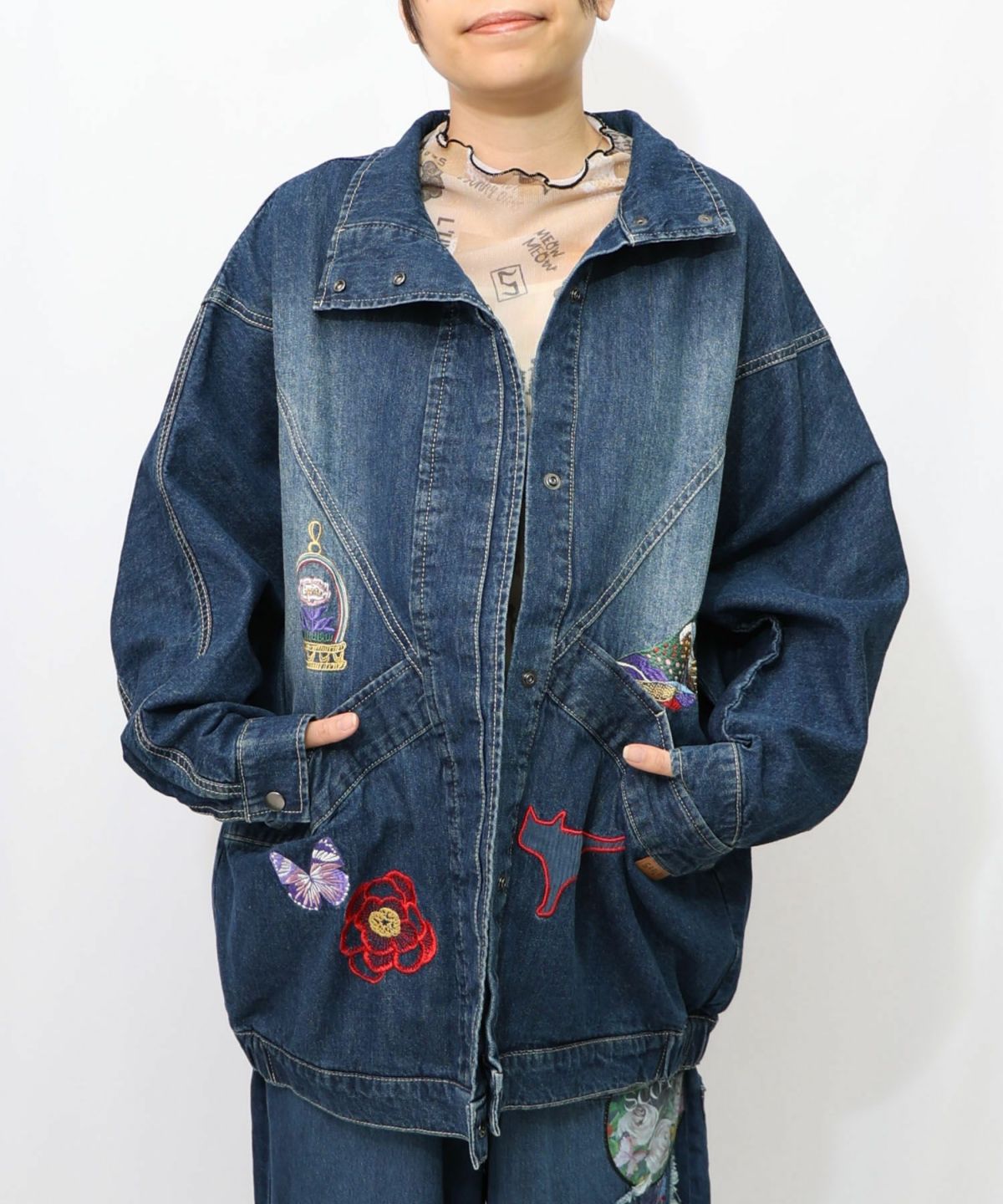 刺繍デニムアップリケ プレミアムブルゾン-13