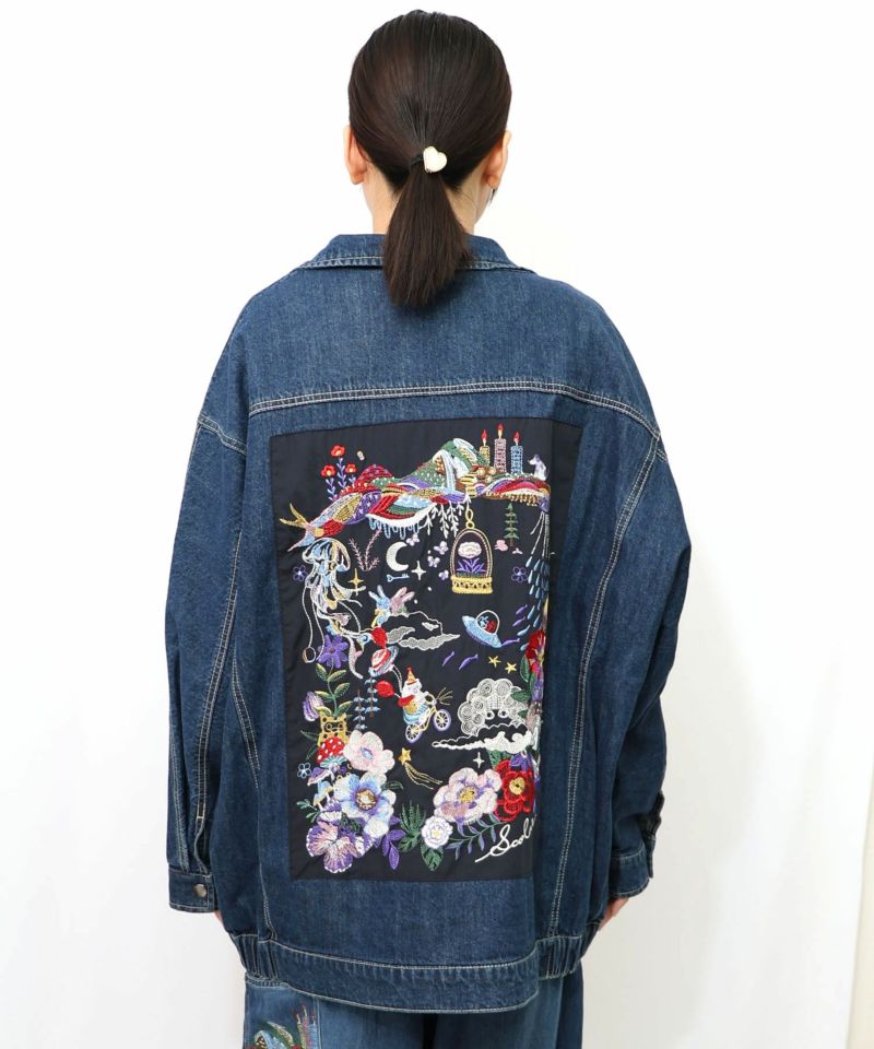 刺繍デニムアップリケ プレミアムブルゾン-15