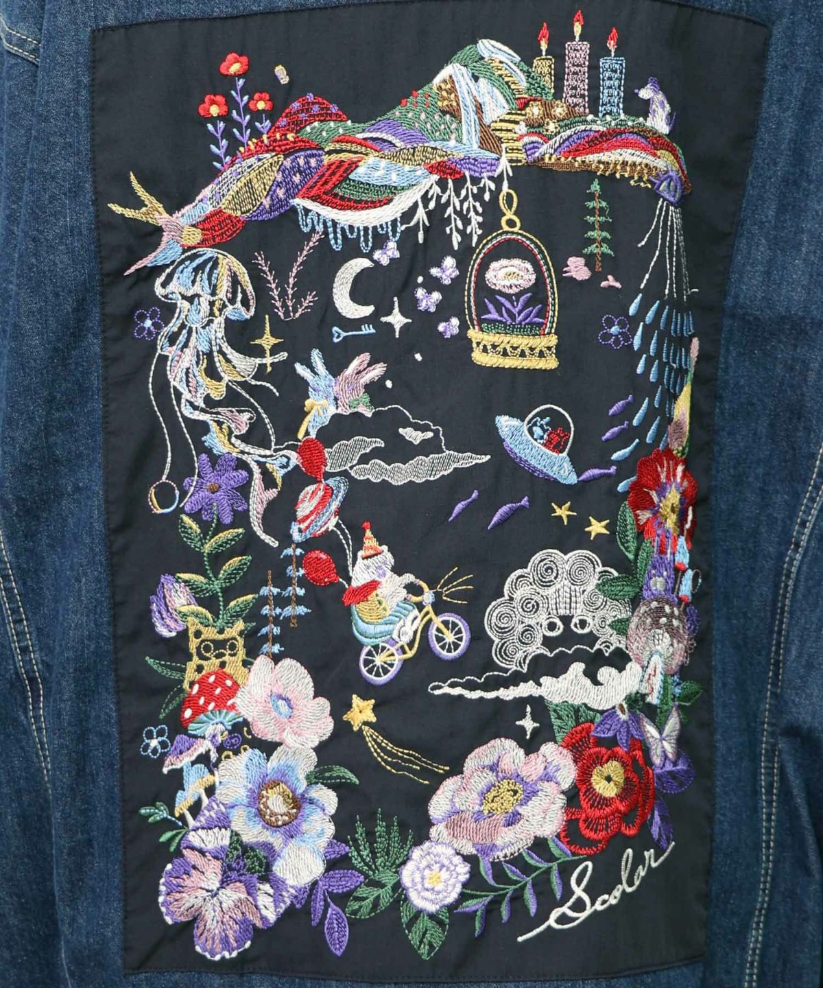 刺繍デニムアップリケ プレミアムブルゾン-16