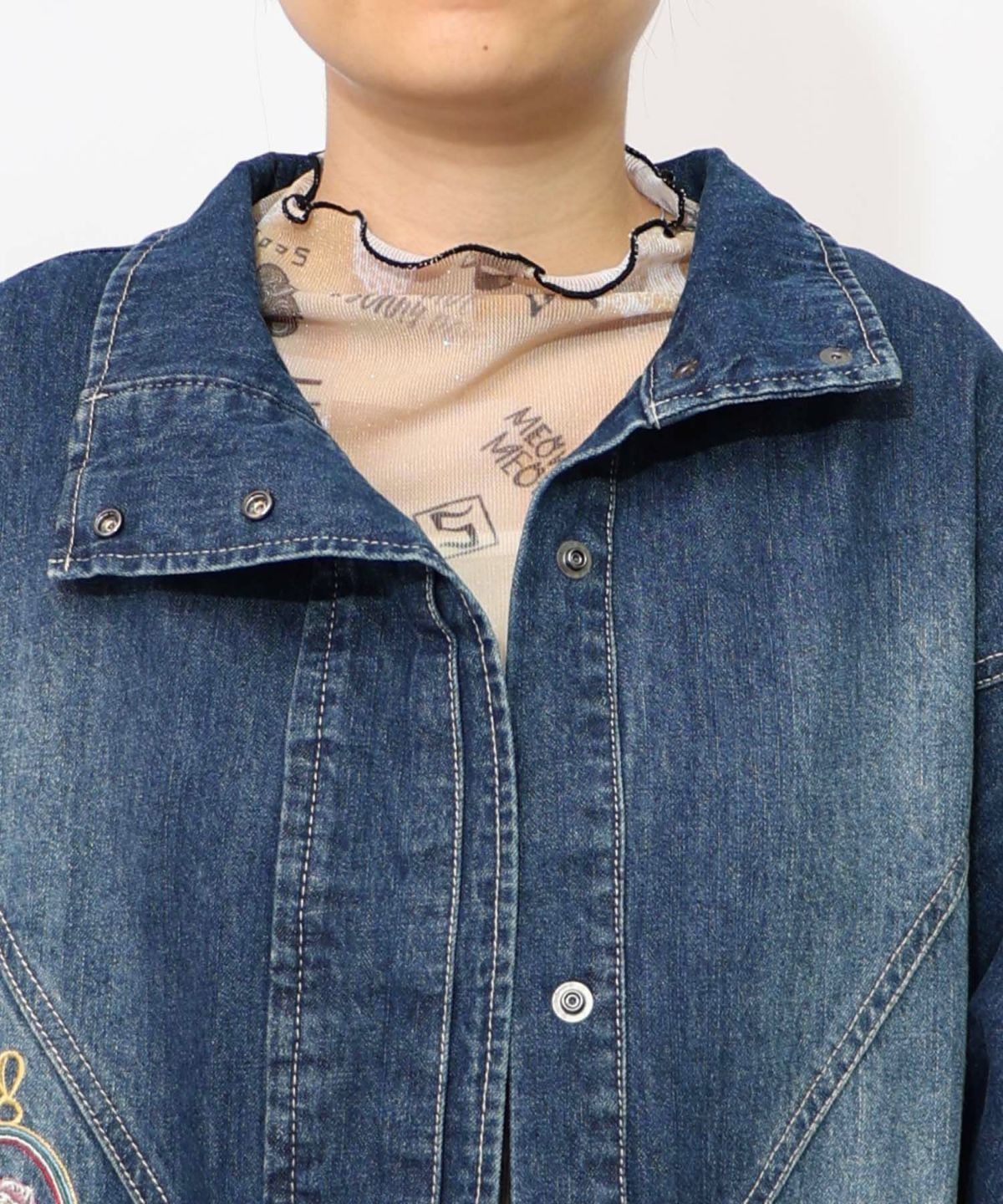 刺繍デニムアップリケ プレミアムブルゾン-17