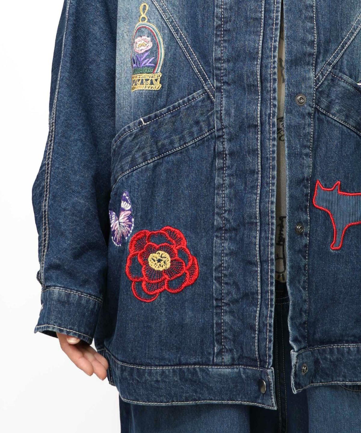 刺繍デニムアップリケ プレミアムブルゾン-19