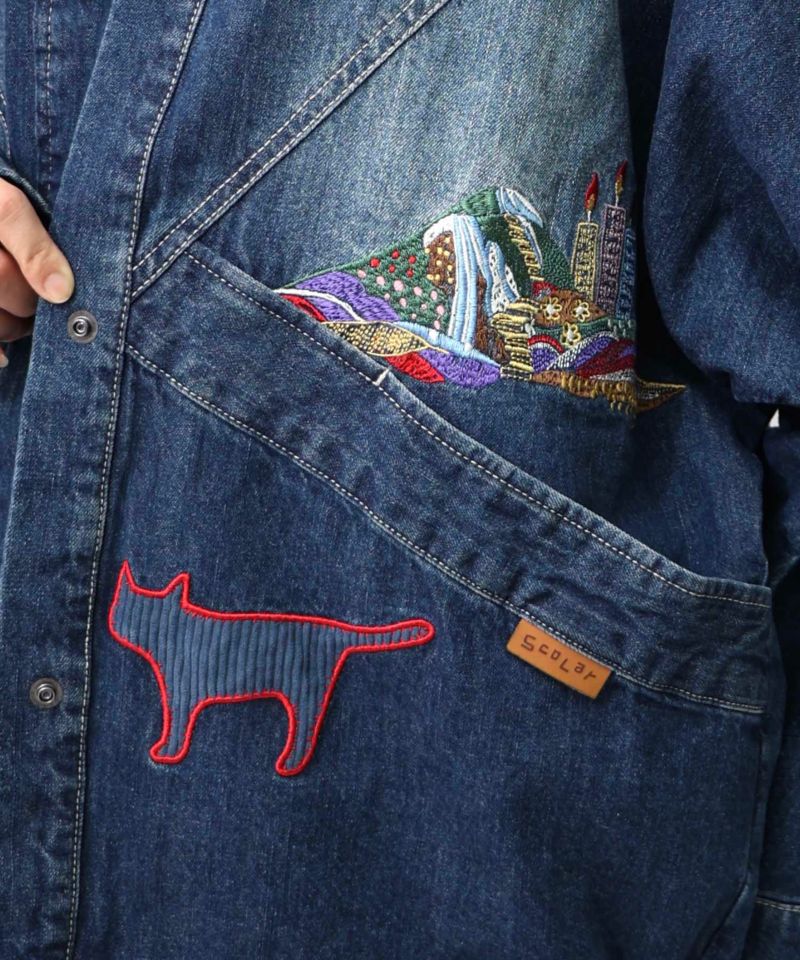 刺繍デニムアップリケ プレミアムブルゾン-20