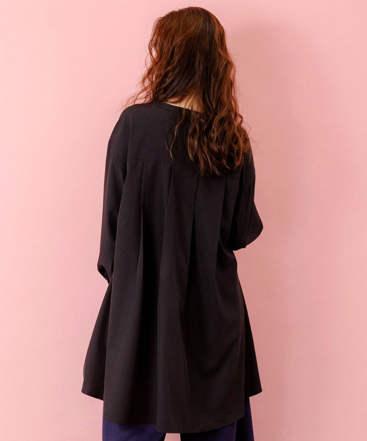 蝶花コラージュ柄　前開きチュニック-5