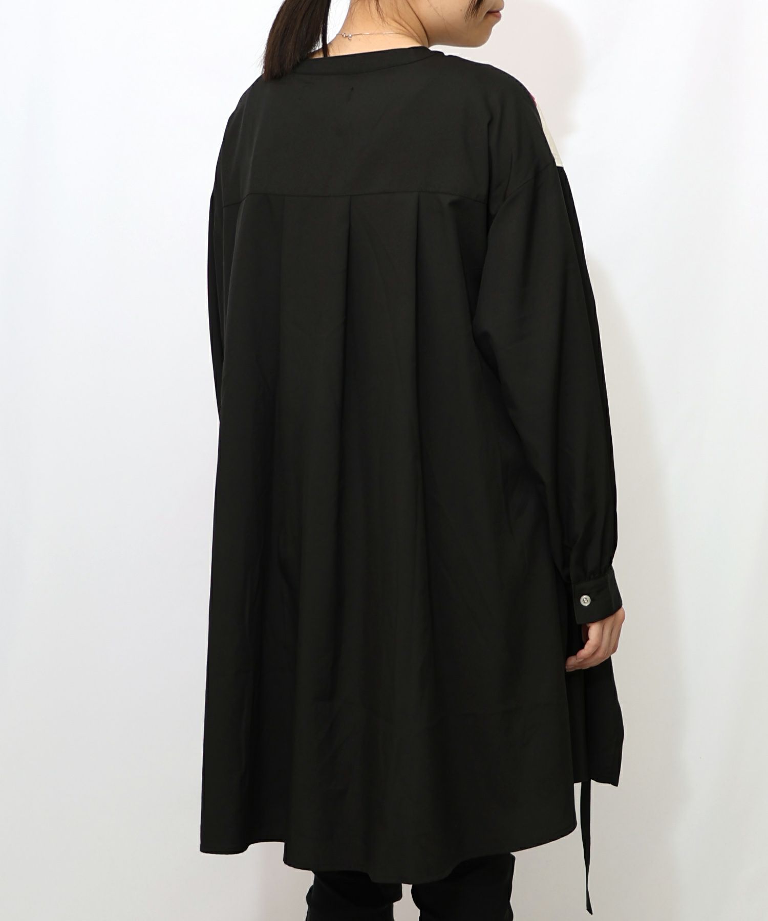 蝶花コラージュ柄　前開きチュニック-9