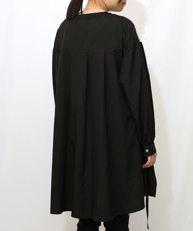 蝶花コラージュ柄　前開きチュニック-9