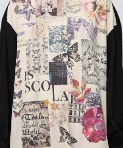 蝶花コラージュ柄　前開きチュニック-10