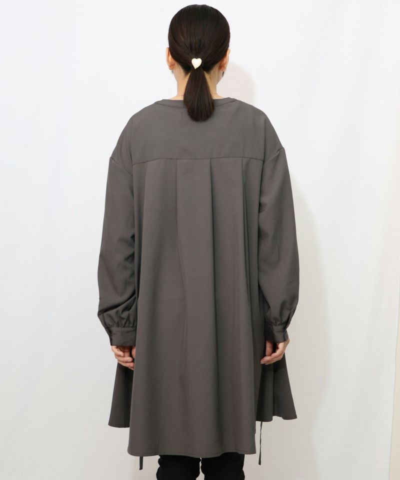 蝶花コラージュ柄　前開きチュニック-13