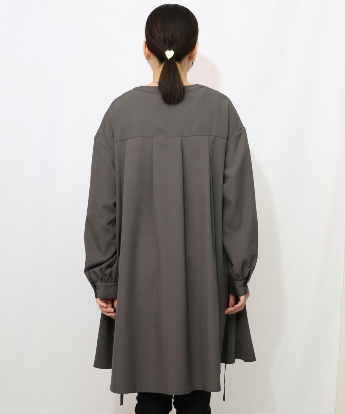 蝶花コラージュ柄　前開きチュニック-13