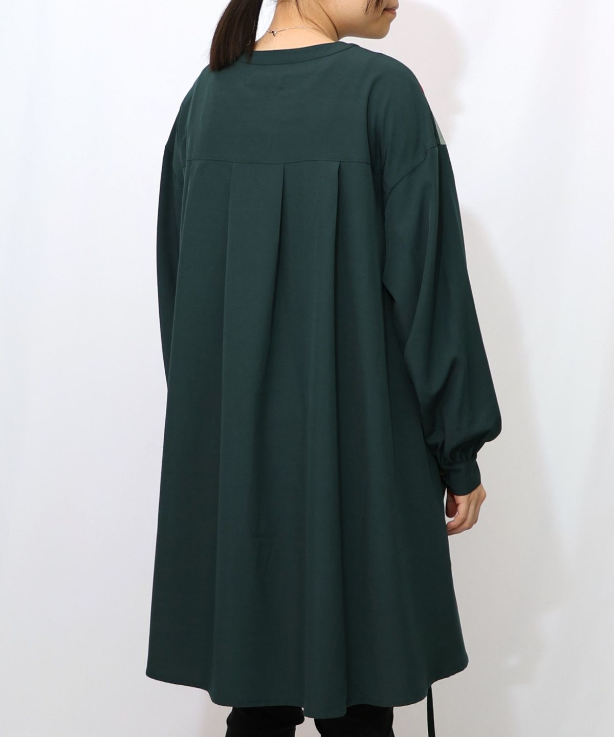 蝶花コラージュ柄　前開きチュニック-17