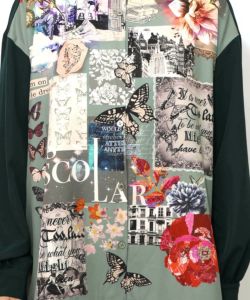 蝶花コラージュ柄　前開きチュニック-18