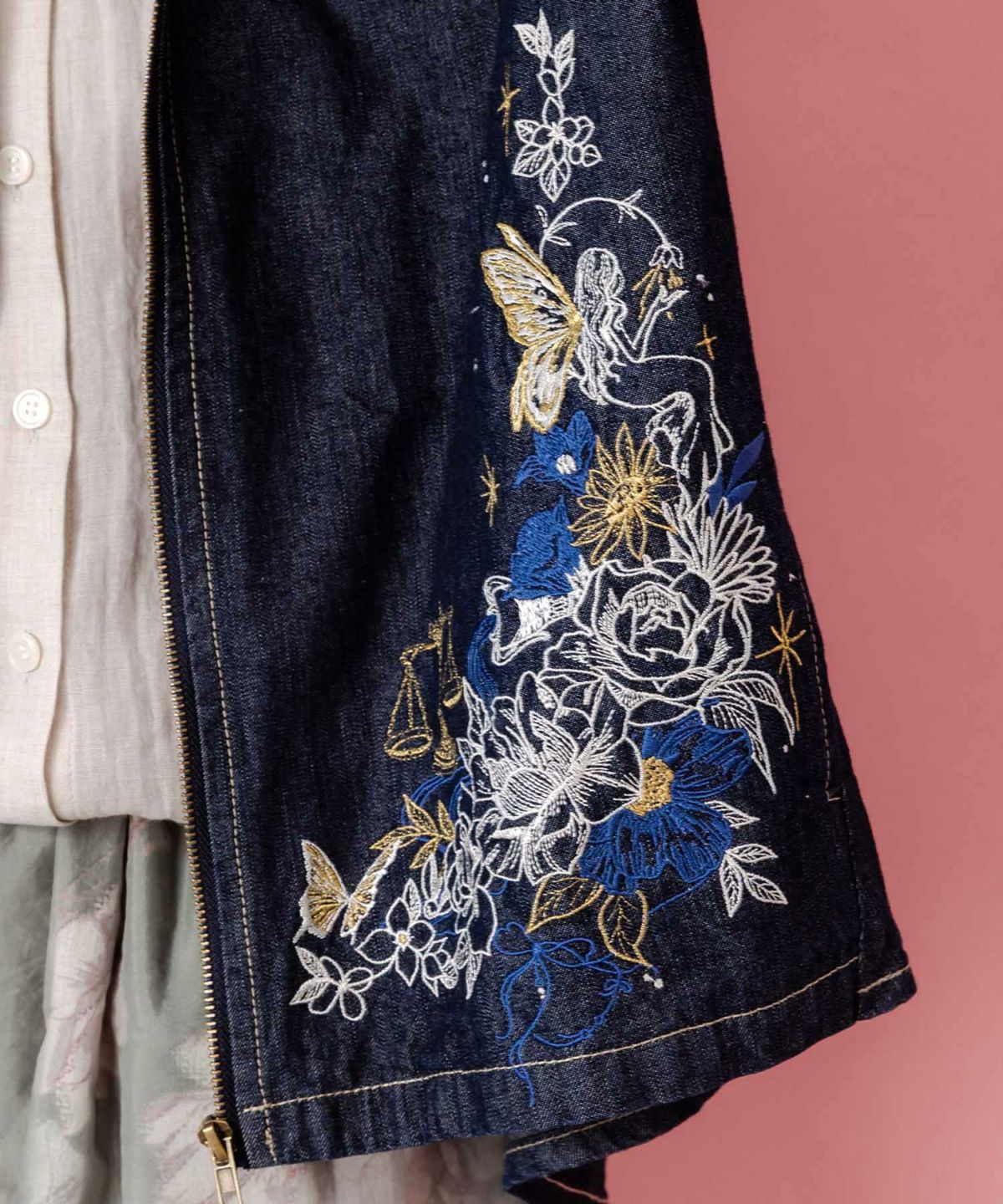 星座モチーフ刺繍 デニムブルゾン-6