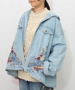 553212：星座モチーフ刺繍 デニムブルゾンの通販-ScoLar