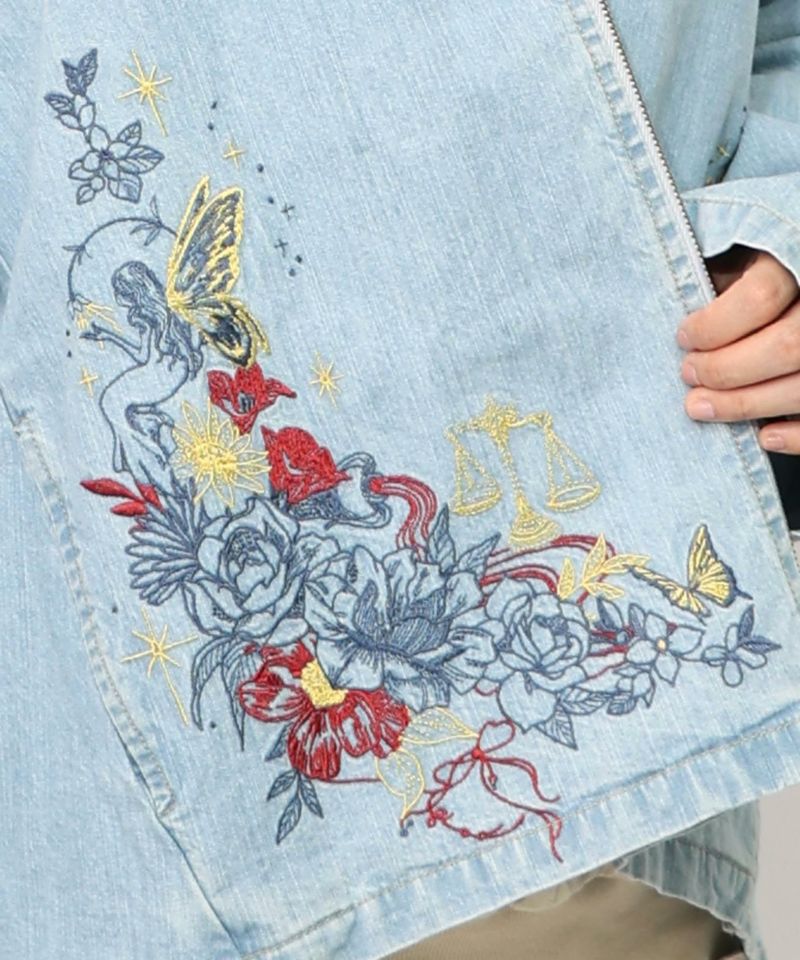 星座モチーフ刺繍 デニムブルゾン-10