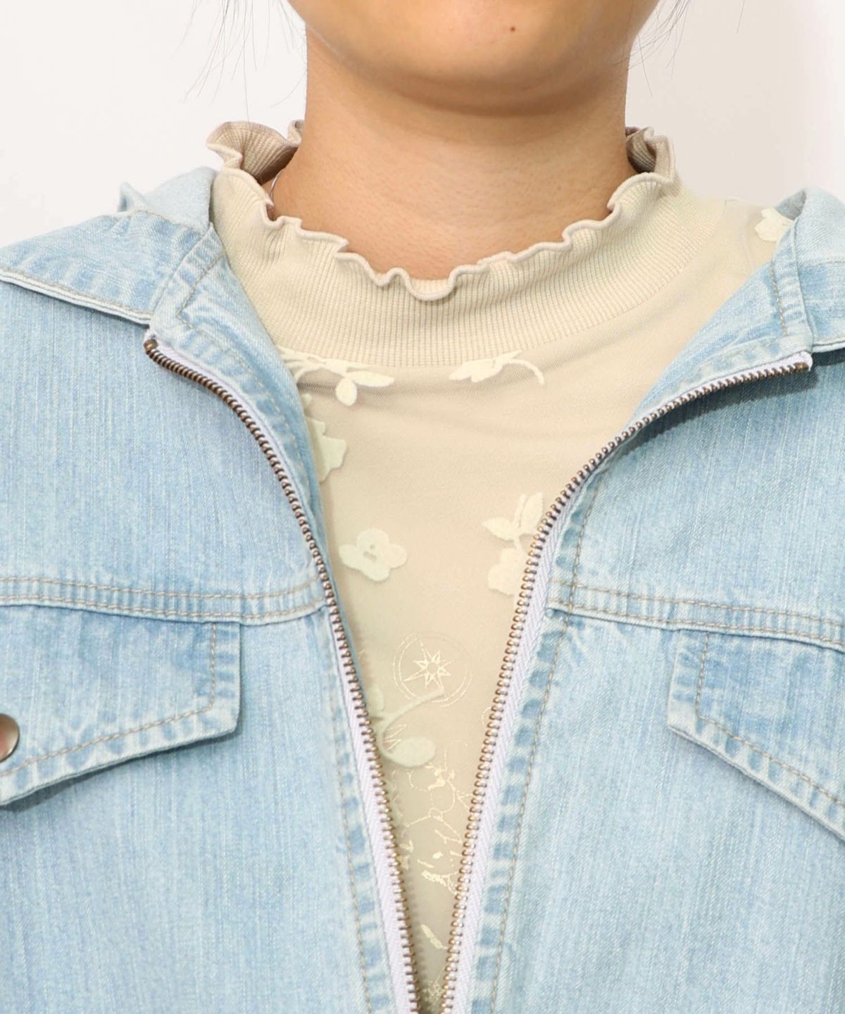 星座モチーフ刺繍 デニムブルゾン-15