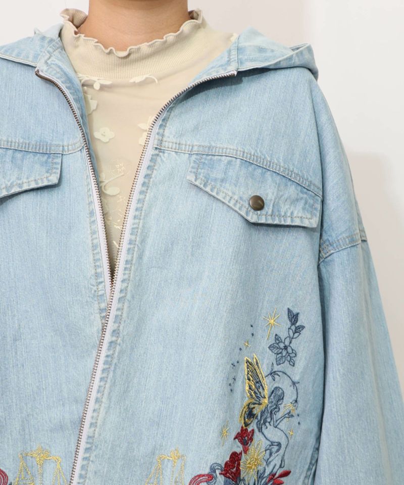 星座モチーフ刺繍 デニムブルゾン-16
