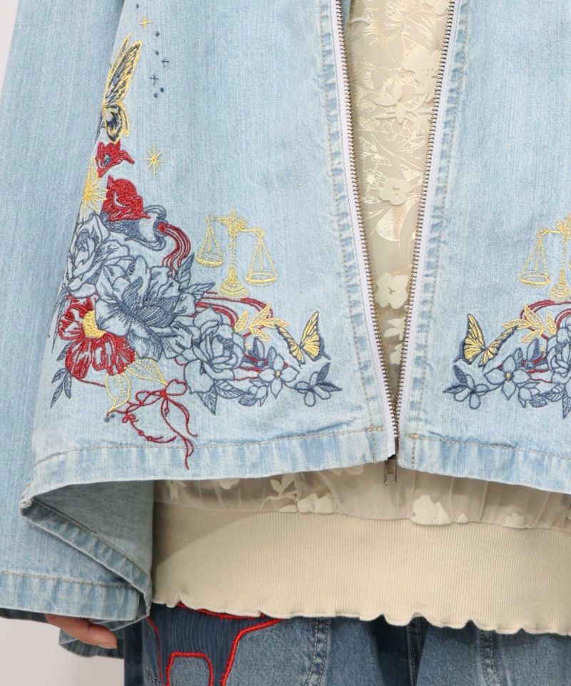 星座モチーフ刺繍 デニムブルゾン-17