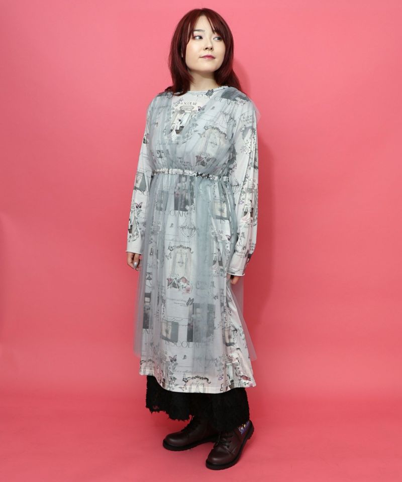 専用ページ ワンピース 553208：現在と過去イメージプリント チュール重ねワンピースの通販-ScoLar