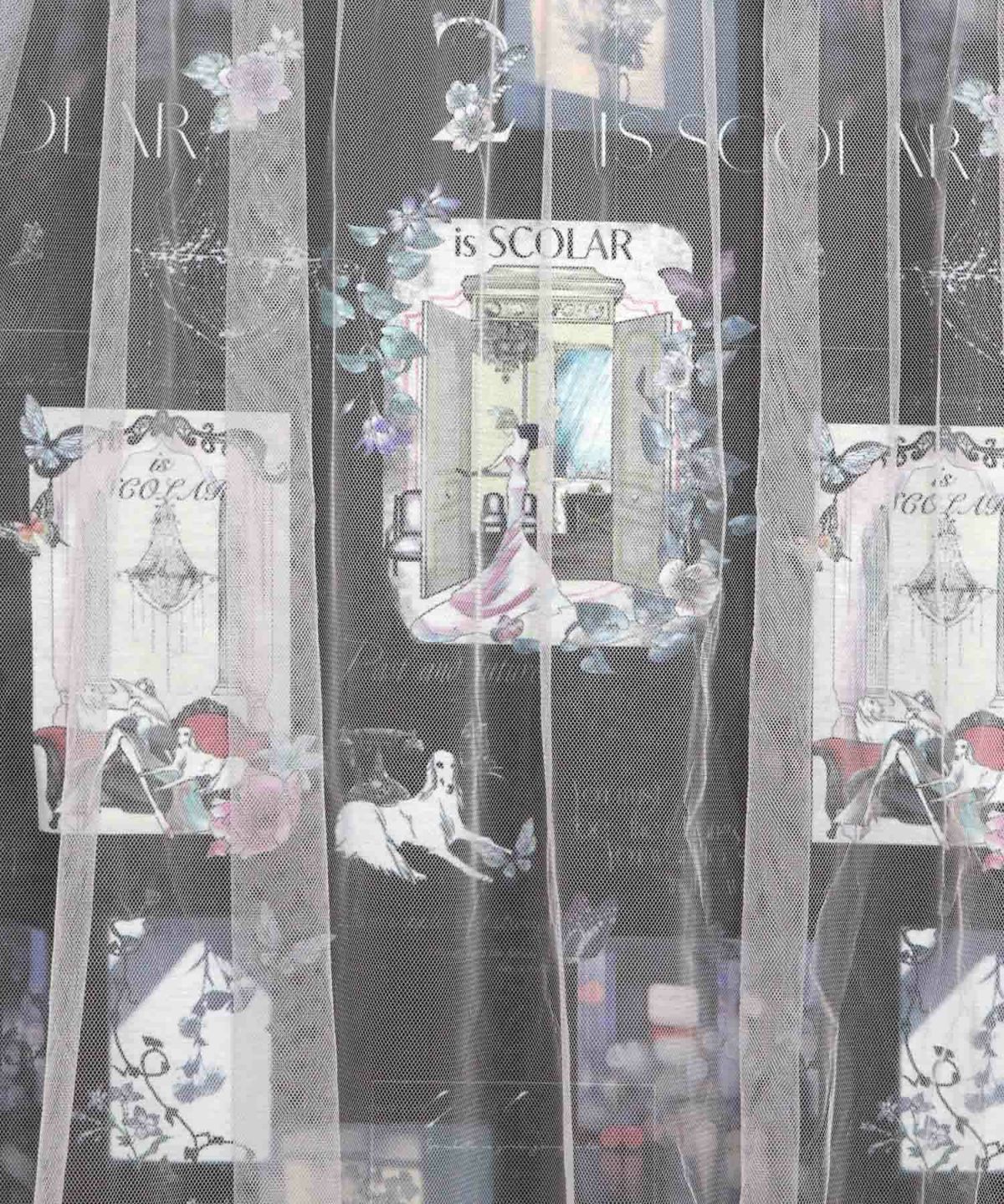 現在と過去イメージプリント チュール重ねワンピース-13