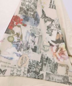 蝶花コラージュ柄 異素材切替プルオーバー-11