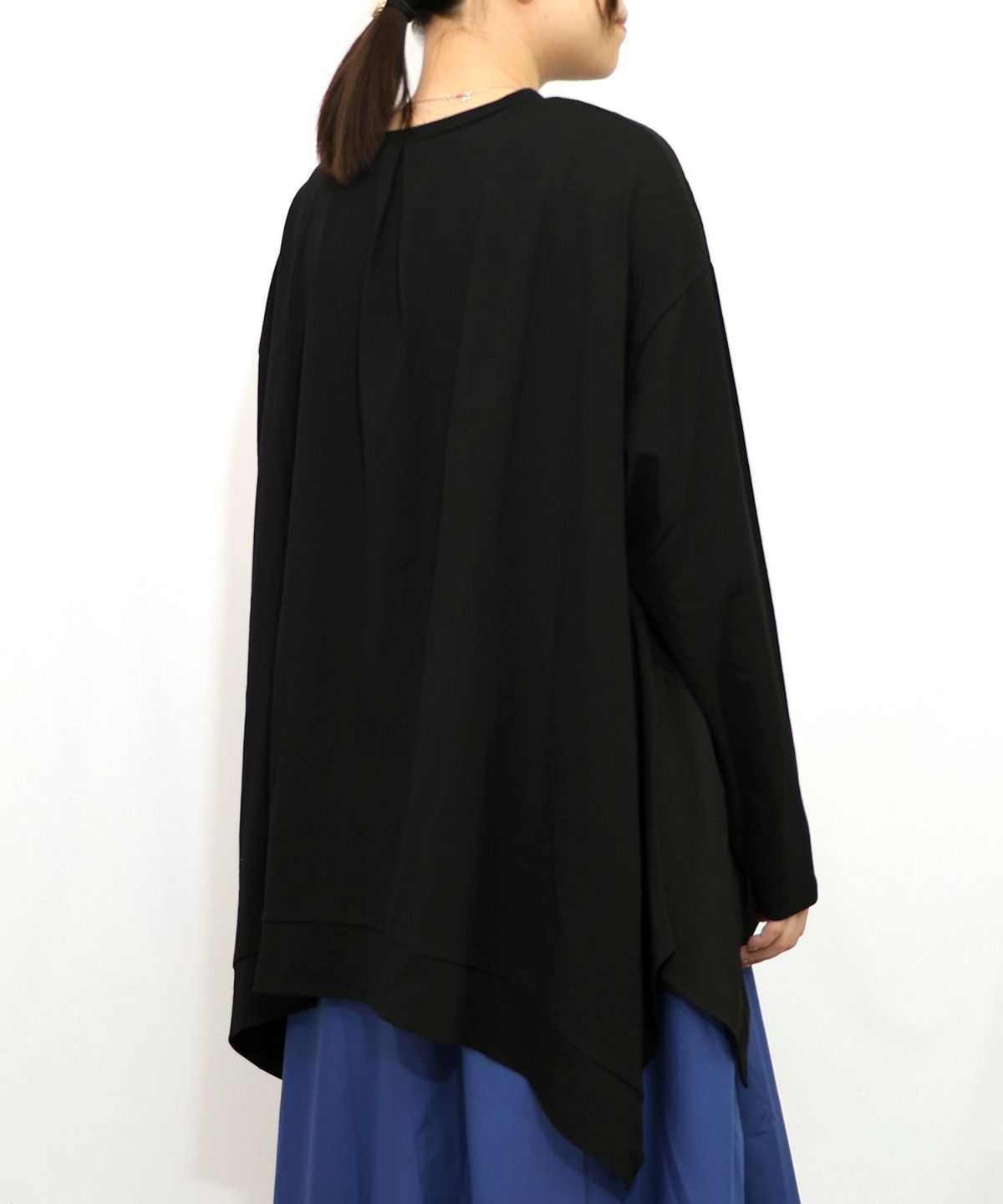 蝶花コラージュ柄 異素材切替プルオーバー-14