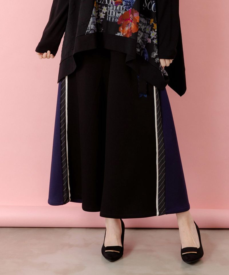 蝶刺繍バイカラー 異素材切替パンツ-3