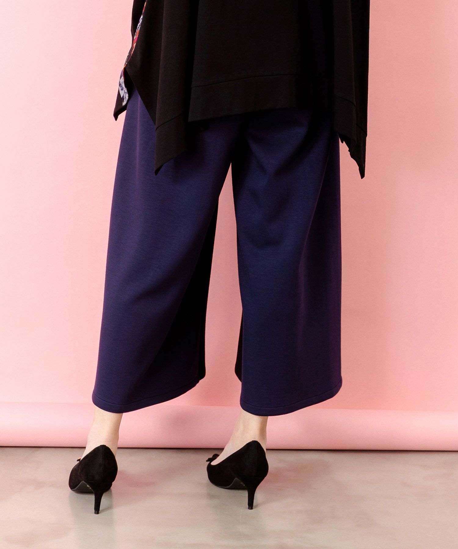 蝶刺繍バイカラー 異素材切替パンツ-5