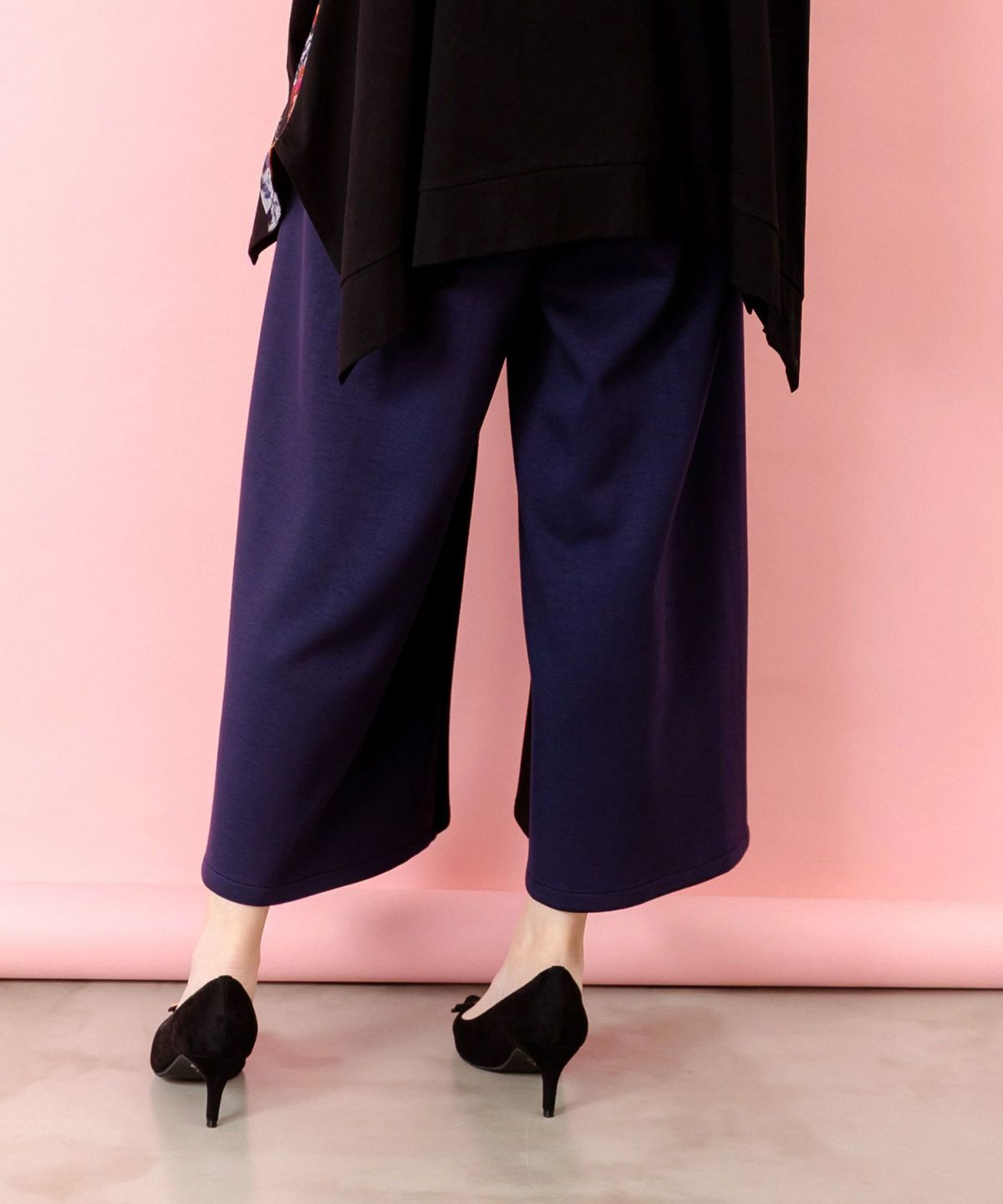 蝶刺繍バイカラー 異素材切替パンツ-5