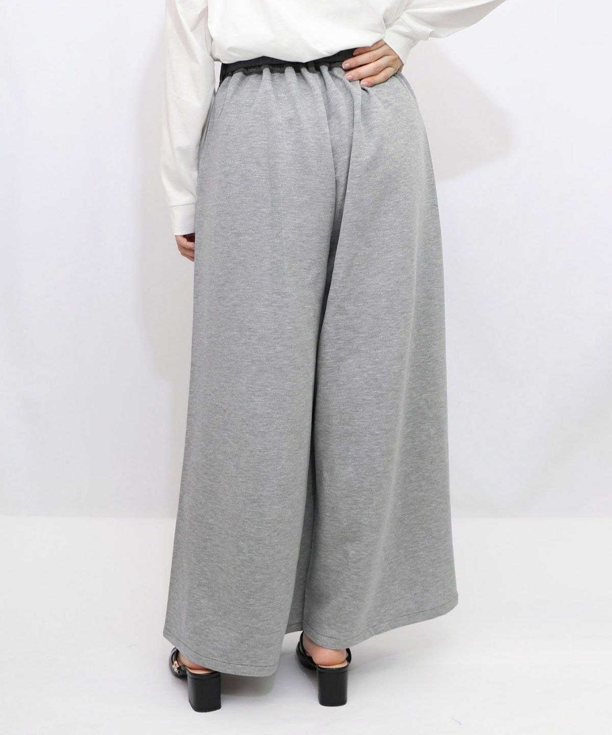 蝶刺繍バイカラー 異素材切替パンツ-10