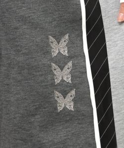 蝶刺繍バイカラー 異素材切替パンツ-11