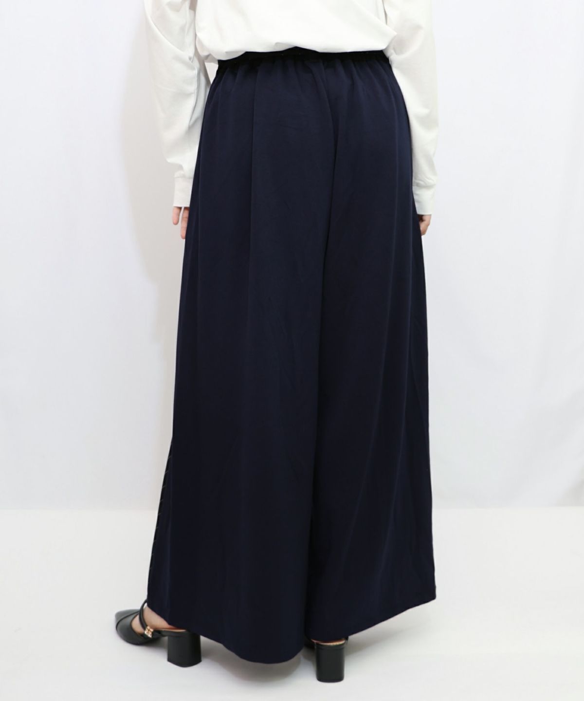 蝶刺繍バイカラー 異素材切替パンツ-14