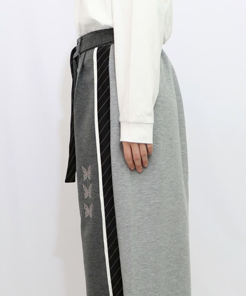 蝶刺繍バイカラー 異素材切替パンツ-17