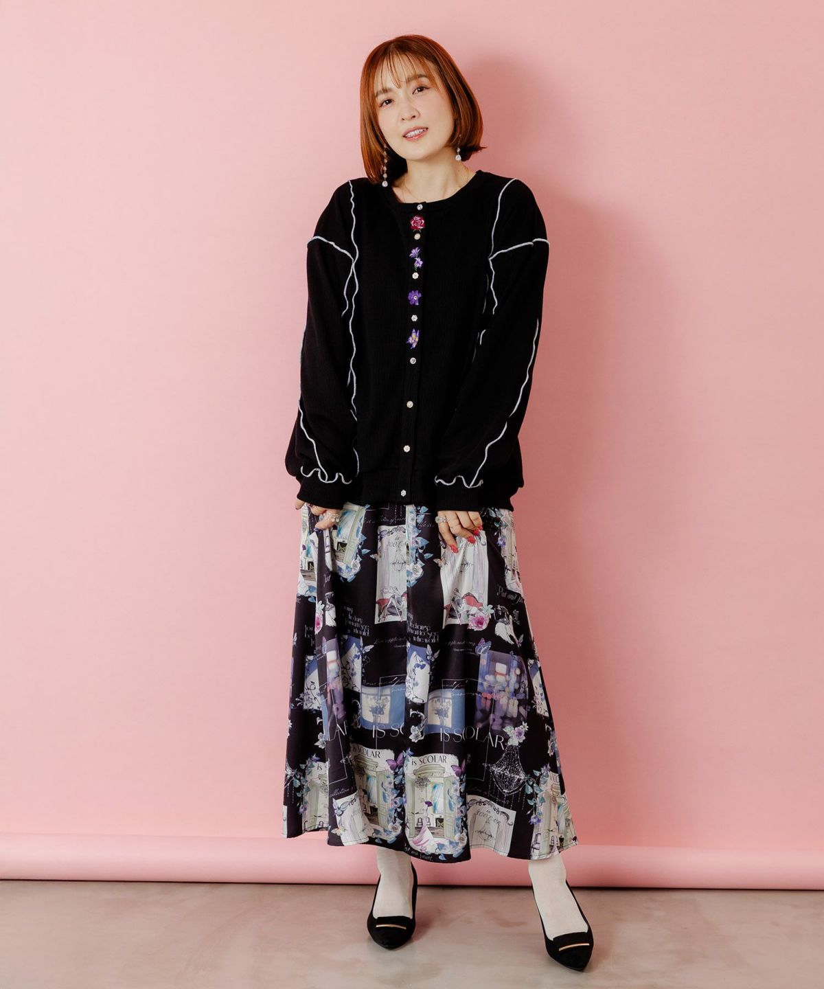 現在と過去 イメージプリントスカート-2