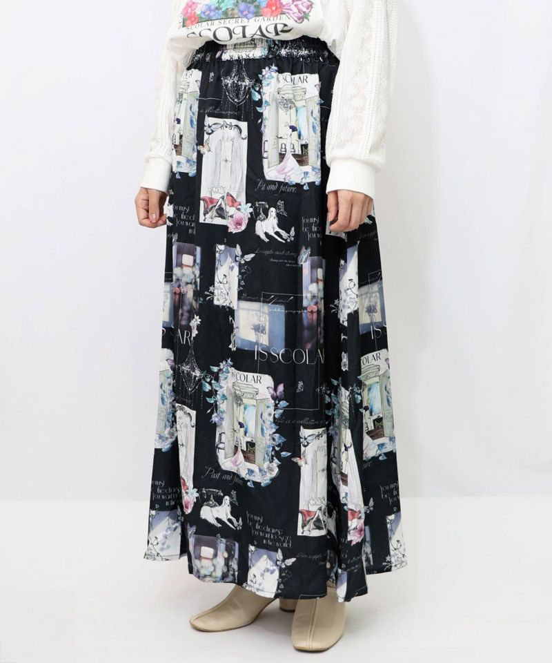 現在と過去 イメージプリントスカート-7