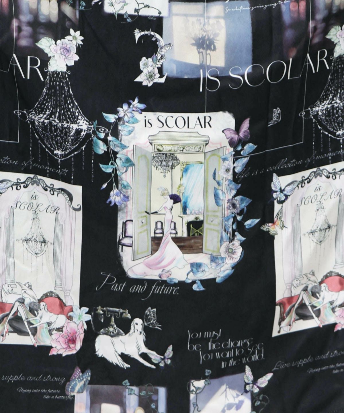 現在と過去 イメージプリントスカート-9