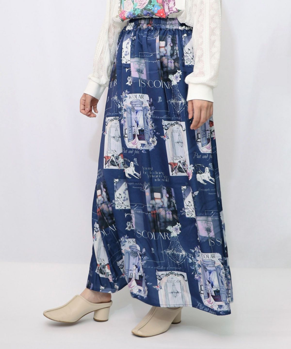 現在と過去 イメージプリントスカート-11