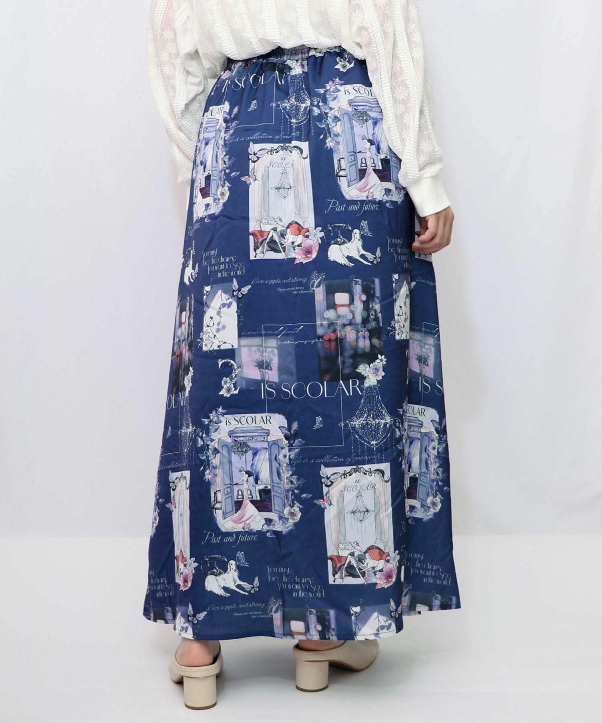 現在と過去 イメージプリントスカート-12