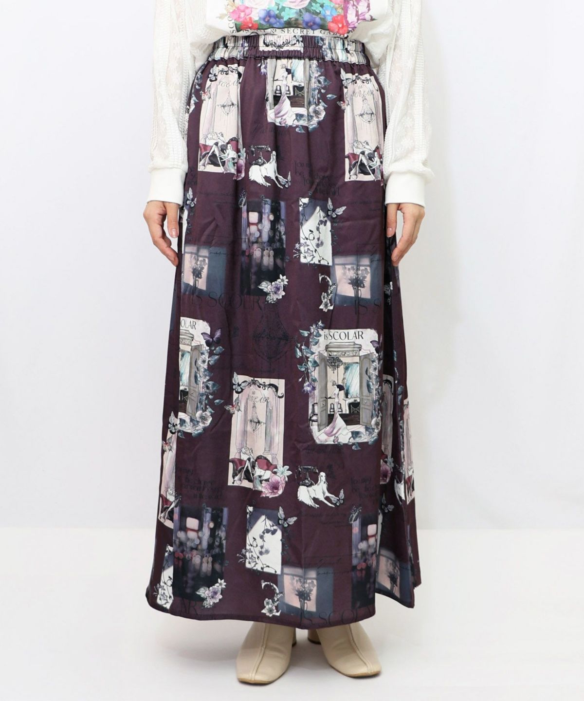 現在と過去 イメージプリントスカート-14