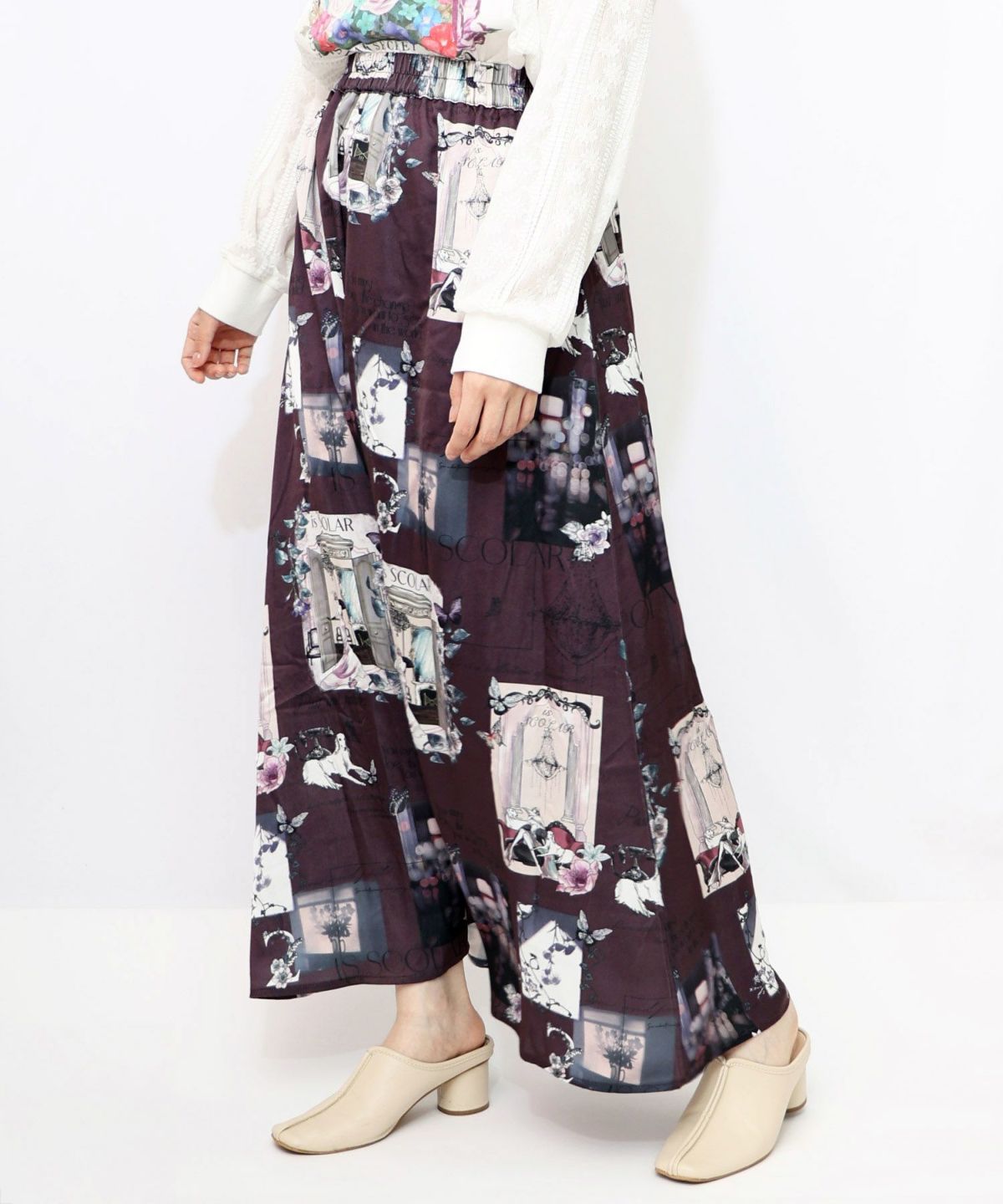 現在と過去 イメージプリントスカート-15