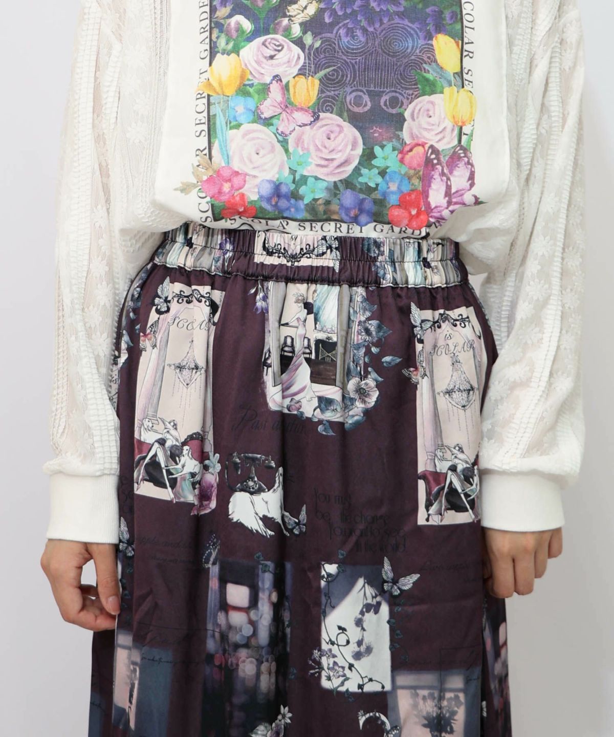 現在と過去 イメージプリントスカート-18