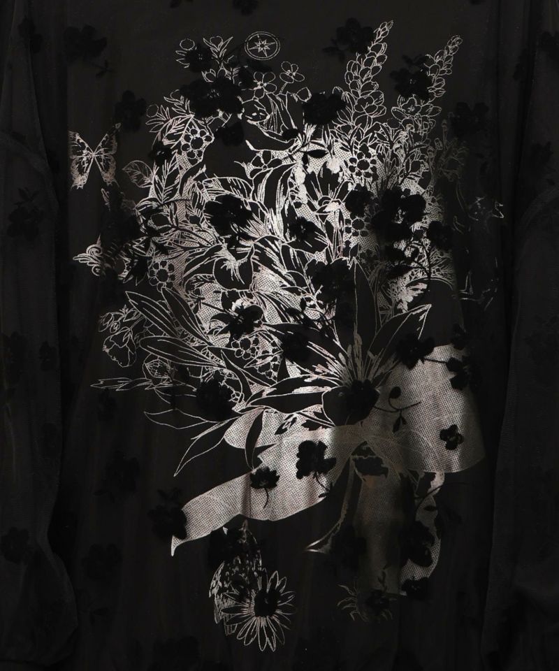 花束柄箔プリントチュール重ねプルオーバー-10