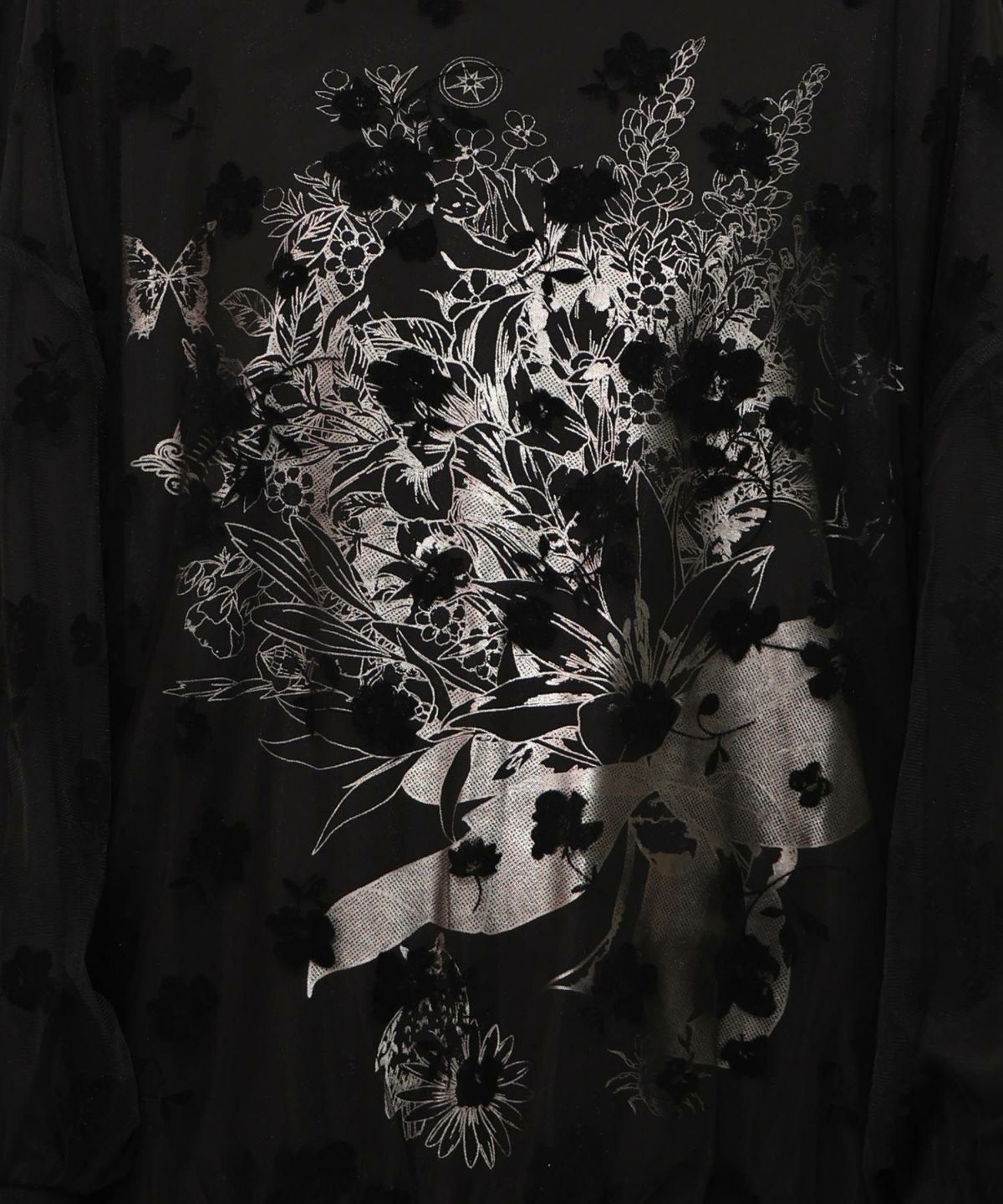 花束柄箔プリントチュール重ねプルオーバー-10