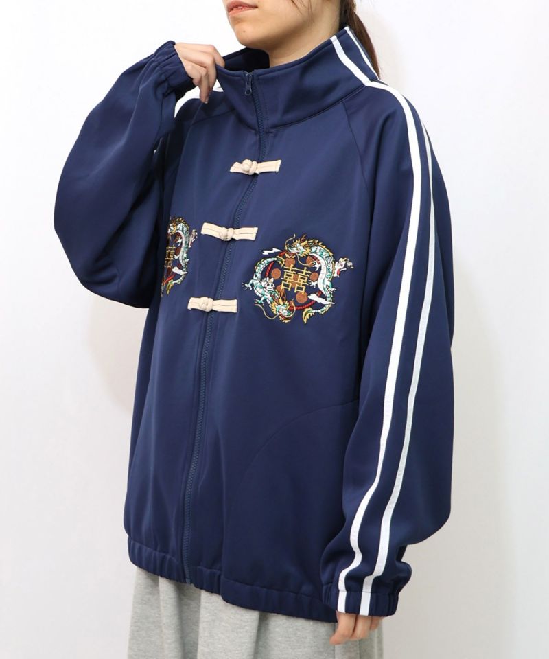 ウサギと龍刺繍 カンフーボタンジャージ-13