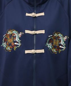 ウサギと龍刺繍 カンフーボタンジャージ-15