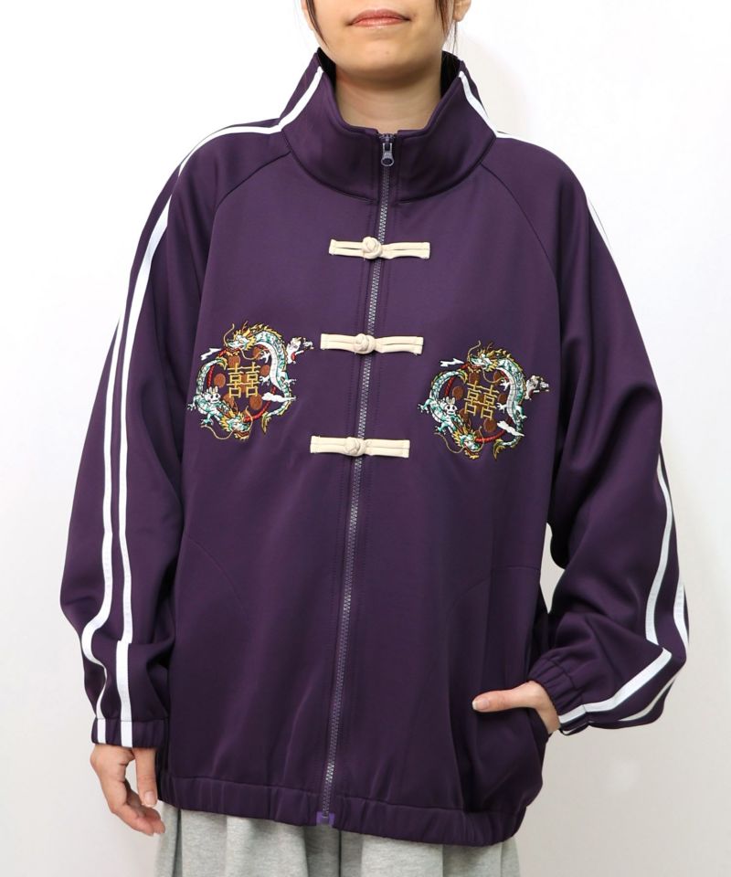 ウサギと龍刺繍 カンフーボタンジャージ-16