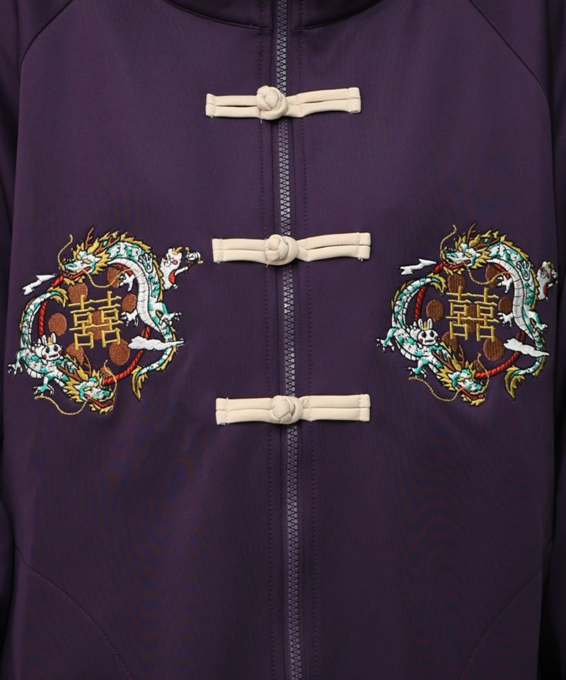 ウサギと龍刺繍 カンフーボタンジャージ-19