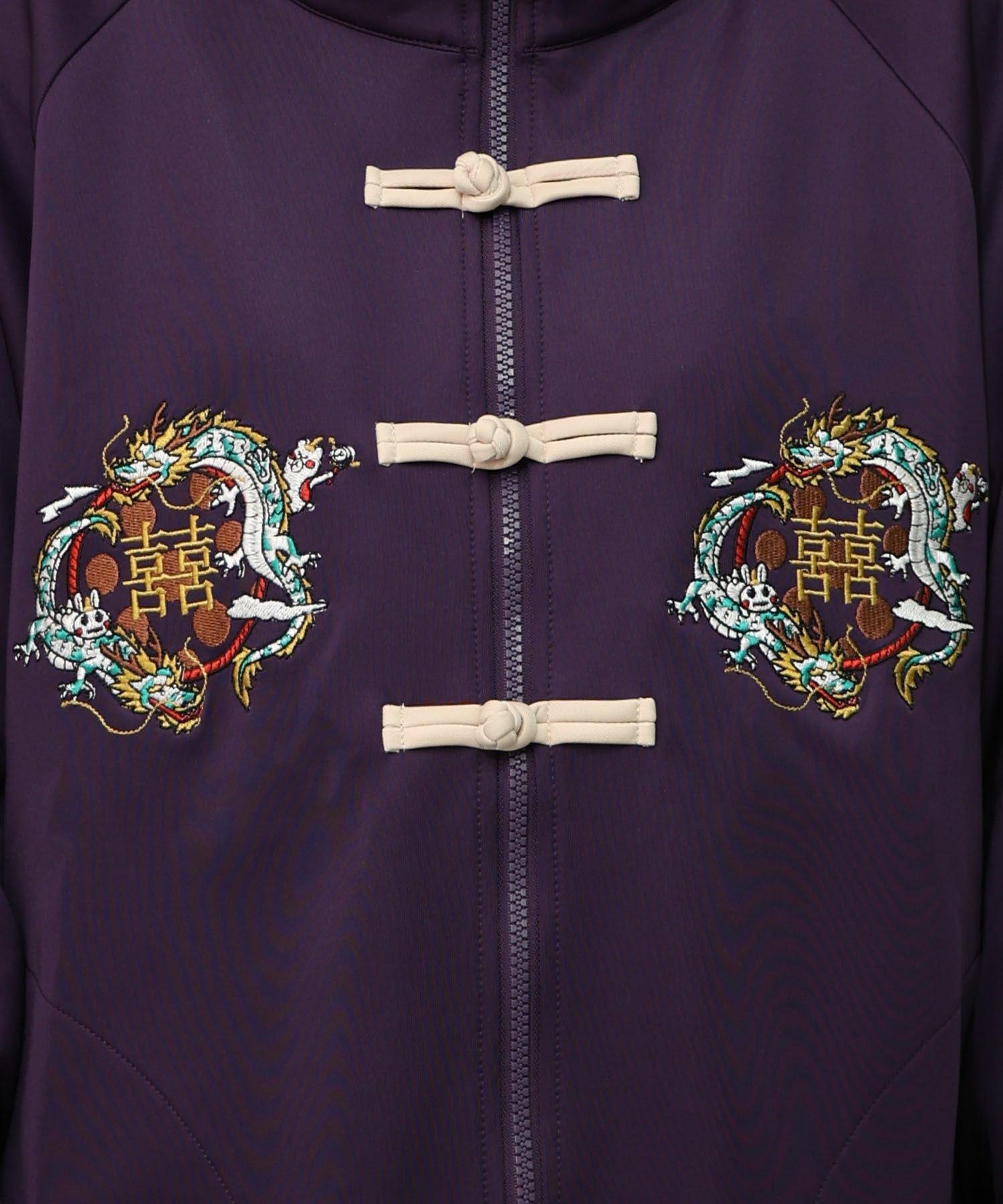 ウサギと龍刺繍 カンフーボタンジャージ-19