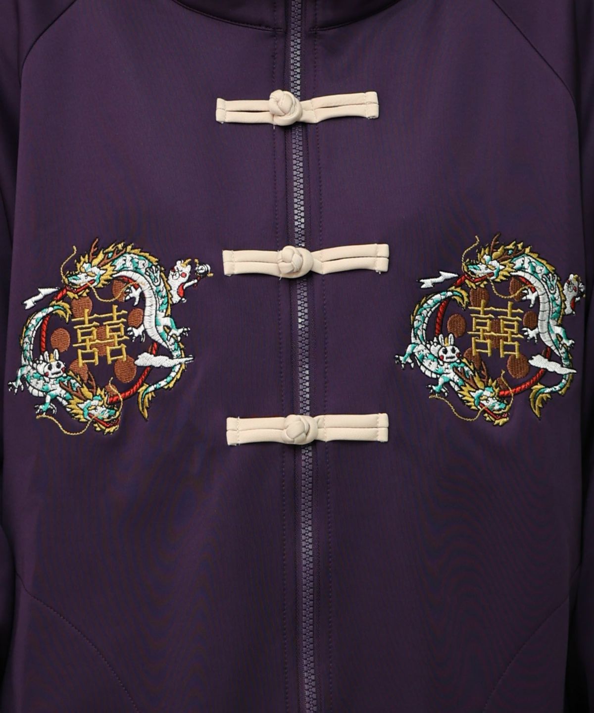 ウサギと龍刺繍 カンフーボタンジャージ-19