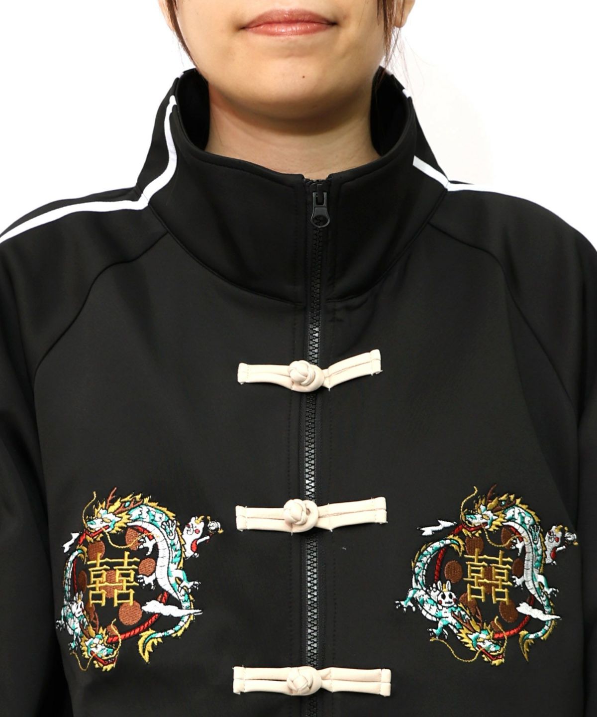 ウサギと龍刺繍 カンフーボタンジャージ-20