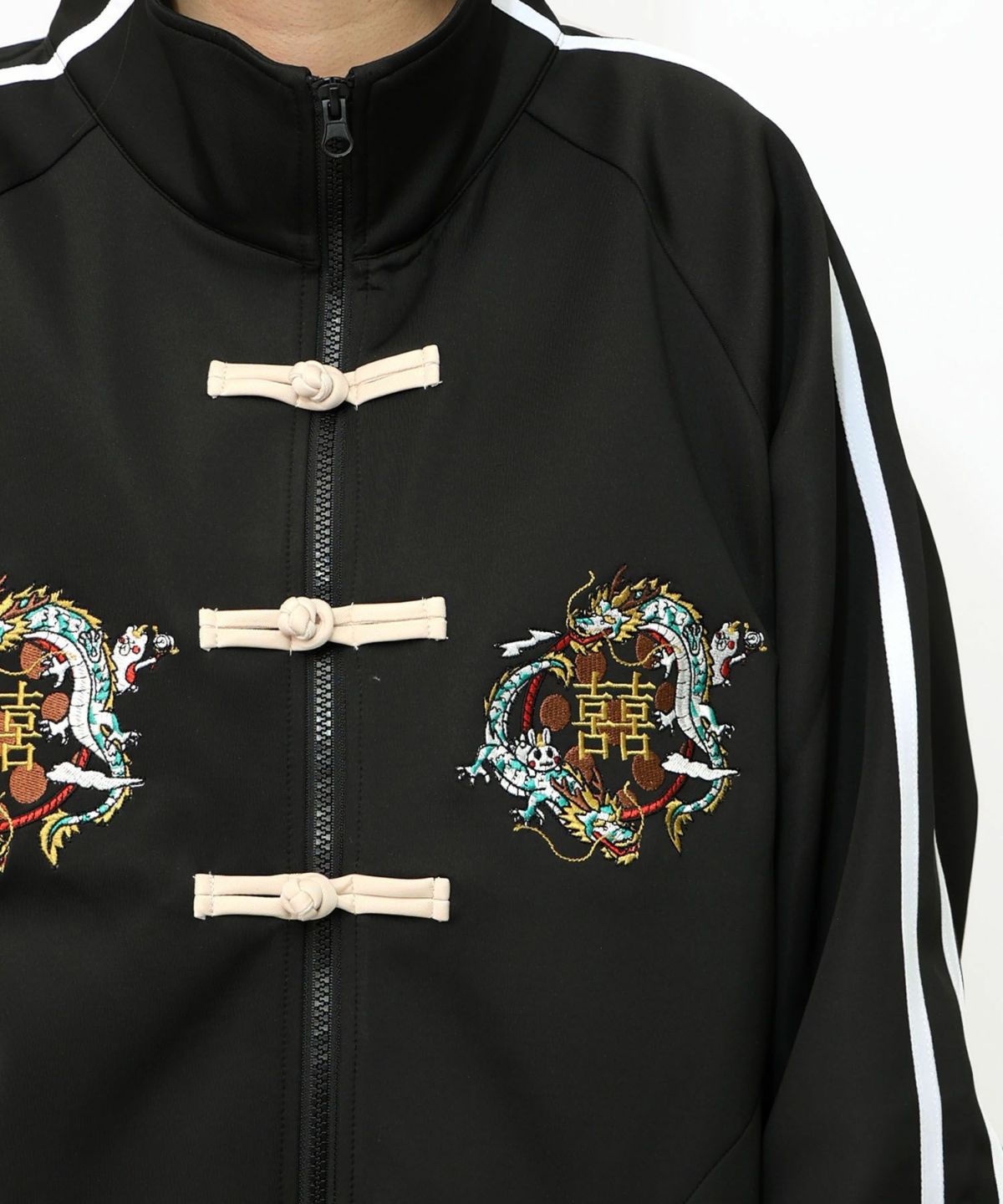 ウサギと龍刺繍 カンフーボタンジャージ-21